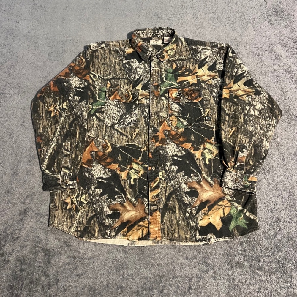 Vintage Mossy Oak Apparel 2XL Break-Up Camo Long Sleeve Button Down Cotton Shirt